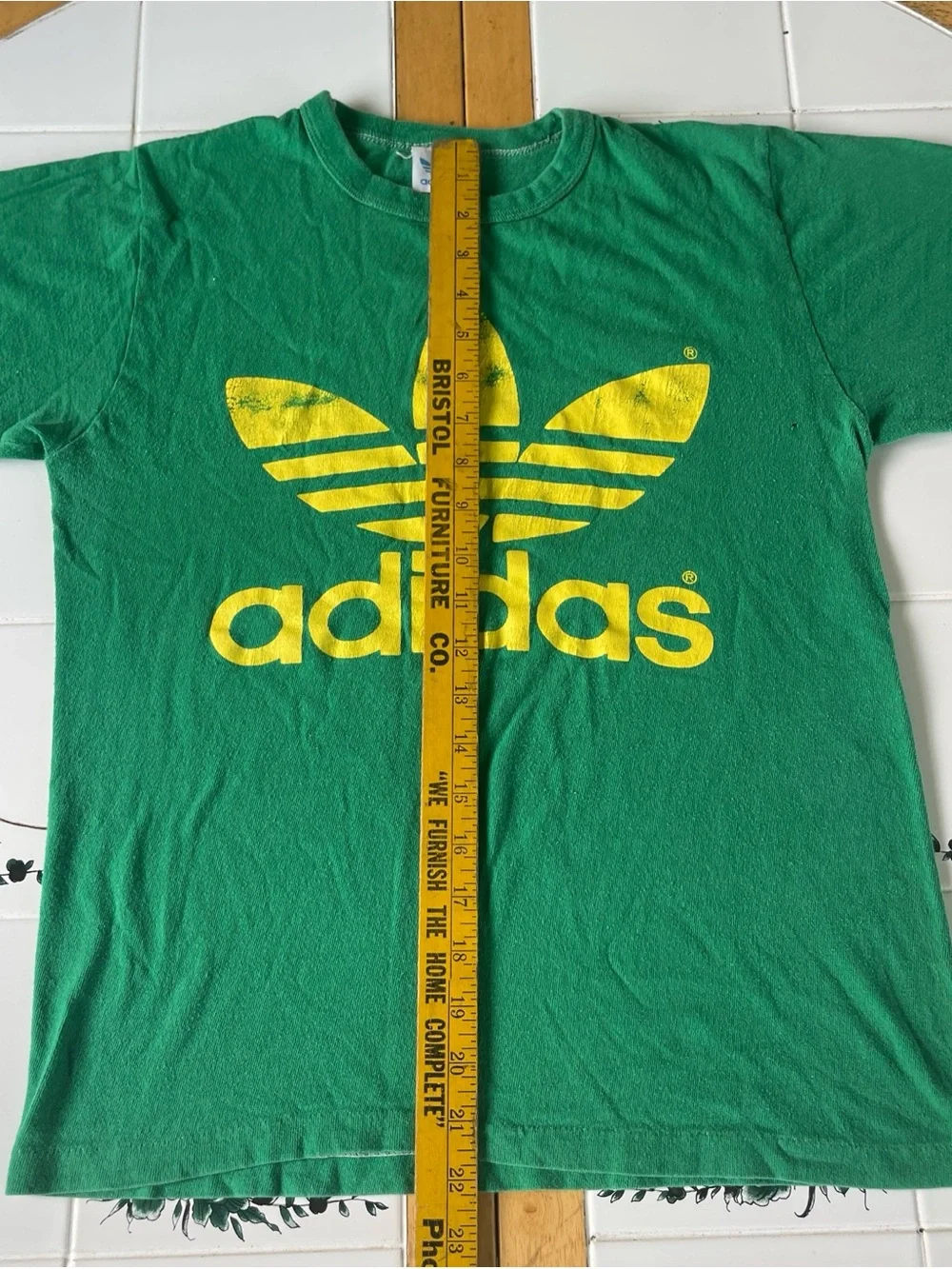 Vintage adidas t shirt s trefoil logo double sided 80s single stitch green retro